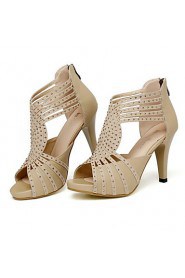 Women's Shoes Nappa Leather Stiletto Heel Heels / Peep Toe Sandals Office & Career / Party & Evening / Dress Black