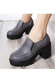 Women's Shoes Leatherette Platform Heels Heels Outdoor / Casual Black / Gray