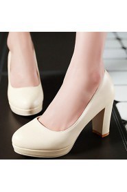 Women's Shoes Chunky Heel Heels/Platform/Round Toe Heels Office & Career/Dress Blue/Pink/White/Beige