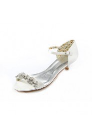 Women's Shoes Silk / Leatherette Low Heel Heels Heels Wedding / Party & Evening / Dress White / Beige
