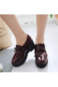 Women's Shoes Patent Leather Wedge Heel Wedges / Platform / Round Toe Loafers Office & Career / Dress / Casual