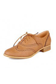Women's Shoes Leather Chunky Heel Round Toe Oxfords with Lace-up Casual More Colors available