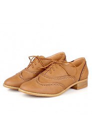 Women's Shoes Leather Chunky Heel Round Toe Oxfords with Lace-up Casual More Colors available