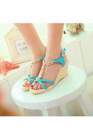 Women's Shoes Heel Wedges / Peep Toe / Platform Sandals / Heels Outdoor / Dress / CasualBlue / Pink / Silver /Q15