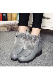 Women's Shoes Leatherette Wedge Heel Fashion Boots Boots Outdoor / Casual Black / Gray