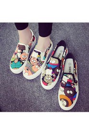 Women's Shoes Cartoon Print Canvas Platform Comfort / Round Toe Loafers Outdoor / Casual Black / White