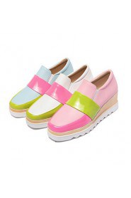 Women's Shoes Patent Leather Platform Creepers / Square Toe Loafers Casual Blue / Pink / White