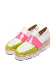 Women's Shoes Patent Leather Platform Creepers / Square Toe Loafers Casual Blue / Pink / White