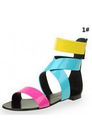 Women's Shoes Fleece / Leatherette Flat Heel Open Toe Sandals Office & Career / Party & Evening / Dress Multi-color
