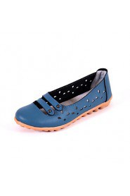 Women's Shoes Leather Flat Heel Round Toe Sandals Outdoor / Casual Blue / White / Orange / Burgundy