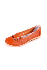 Women's Shoes Leather Flat Heel Round Toe Sandals Outdoor / Casual Blue / White / Orange / Burgundy