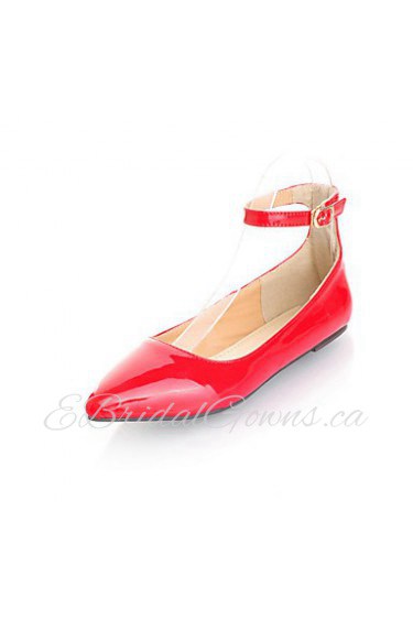 Patent Leather Ankle Strap Ballerina Flats Casual Shoes(More Colors)