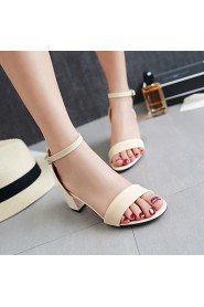 Women's Shoes Leatherette Chunky Heel Open Toe Sandals Outdoor / Dress / Casual Black / Pink / White / Beige