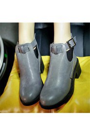 Women's Shoes Leatherette Chunky Heel Fashion Boots Boots Outdoor / Casual Black / Red / Gray
