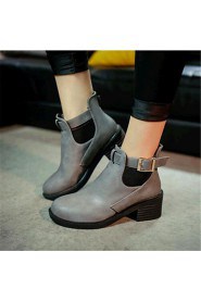 Women's Shoes Leatherette Chunky Heel Fashion Boots Boots Outdoor / Casual Black / Red / Gray