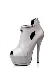 Women's Shoes Stiletto Heel Heels / Peep Toe / Platform Heels Dress Black / White / Gray