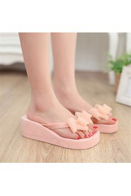 Women's Shoes Leatherette Flat Heel Slippers Slippers Outdoor / Dress / Casual Black / Pink / Red