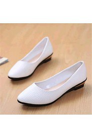 Women's Shoes Leatherette Flat Heel Comfort Flats Outdoor / Casual Black / Blue / Pink / White