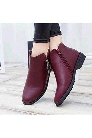 Women's Shoes Leatherette Low Heel Fashion Boots Boots Outdoor / Casual Black / Brown / Burgundy