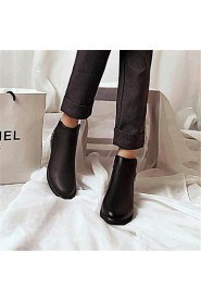 Women's Shoes Leatherette Low Heel Fashion Boots Boots Outdoor / Casual Black / Brown / Burgundy