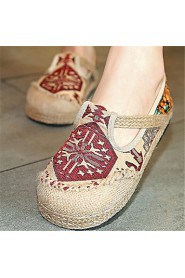 Women's Shoes Flat Heel Round Toe Loafers Casual Blue/Brown/Red