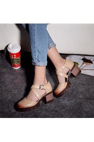 Women's Shoes Chunky Heel Platform / Round Toe Heels Outdoor / Dress / Casual Black / Gray / Almond