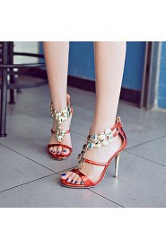 Women's Shoes Heel Heels / Peep Toe Sandals / Heels Party & Evening / Dress / Casual Red / Silver / Gold