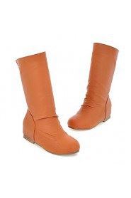 Women's Flat Heel Mid-Calf Boots Shoes(More Colors)