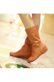 Women's Flat Heel Mid-Calf Boots Shoes(More Colors)