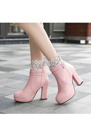 Women's Shoes Chunky Heel Fashion Boots / Comfort Boots Wedding / Outdoor / Dress / Casual Black / Brown / Pink / White