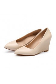 Women's Shoes Leatherette Wedge Heel Wedges / Pointed Toe Heels Casual Pink / Purple / White / Beige