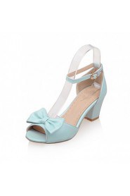 Women's Shoes Leatherette Chunky Heel Peep Toe Sandals Outdoor / Office & Career / Party & Evening Blue / Pink / White
