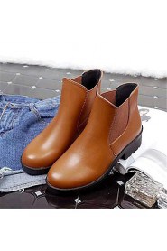 Women's Shoes Leatherette Low Heel Combat Boots Boots Outdoor / Casual Black / Brown