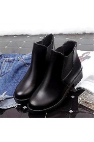 Women's Shoes Leatherette Low Heel Combat Boots Boots Outdoor / Casual Black / Brown