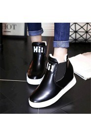 Women's Shoes Leatherette Wedge Heel Fashion Boots Boots Outdoor / Casual Black / Red / White