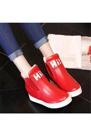 Women's Shoes Leatherette Wedge Heel Fashion Boots Boots Outdoor / Casual Black / Red / White