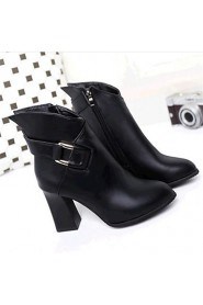 Women's Shoes Leatherette Chunky Heel Fashion Boots / Combat Boots Boots Outdoor / Casual Black / Red
