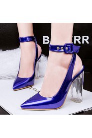 Women's Shoes Leatherette Chunky Heel Heels Heels Casual Blue / Brown / Red / Silver / Gold
