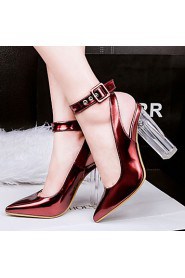 Women's Shoes Leatherette Chunky Heel Heels Heels Casual Blue / Brown / Red / Silver / Gold