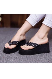 Women's Shoes PVC Flat Heel Flip Flops Slippers Outdoor Black / Blue / Red / Tan