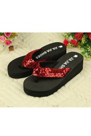 Women's Shoes PVC Flat Heel Flip Flops Slippers Outdoor Brown / Yellow / Red / White