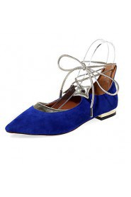 Women's Shoes Flat Heel Mary / Ankle Strap / Pointed Toe Flats Outdoor / Dress / Casual Black / Blue / Red