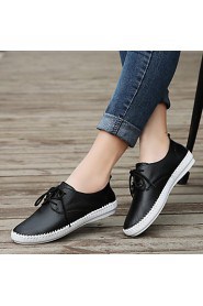 Women's Shoes Leather Flat Heel Comfort Flats Casual Black / Pink / White