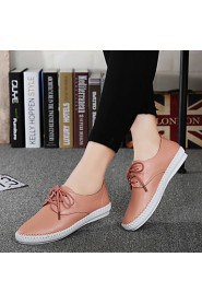 Women's Shoes Leather Flat Heel Comfort Flats Casual Black / Pink / White