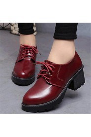 Women's Shoes Leatherette Chunky Heel Heels Heels Outdoor / Casual Black / Burgundy