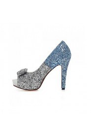 Women's Shoes Glitter Stiletto Heel Heels / Peep Toe / Platform Sandals Wedding / Party & Evening / Casual Blue