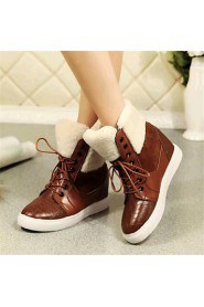 Women's Shoes Leatherette Wedge Heel Wedges / Fashion Boots Boots Outdoor / Casual Black / Brown / Burgundy