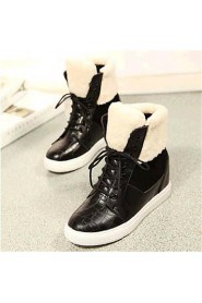 Women's Shoes Leatherette Wedge Heel Wedges / Fashion Boots Boots Outdoor / Casual Black / Brown / Burgundy