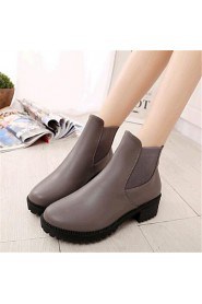 Women's Shoes Leatherette Platform Fashion Boots / Combat Boots Boots Outdoor / Casual Black / Gray