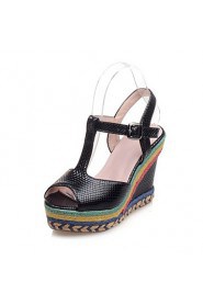 Women's Shoes Wedge Heel Wedges / Peep Toe Sandals Party & Evening / Dress / Casual Black / Blue / Yellow / Gray